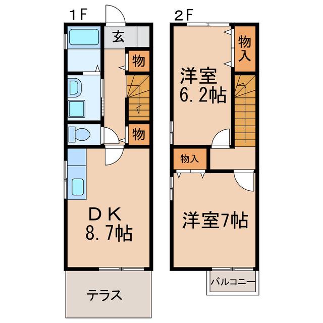 ファミール・M(2DK/1階)の間取り写真