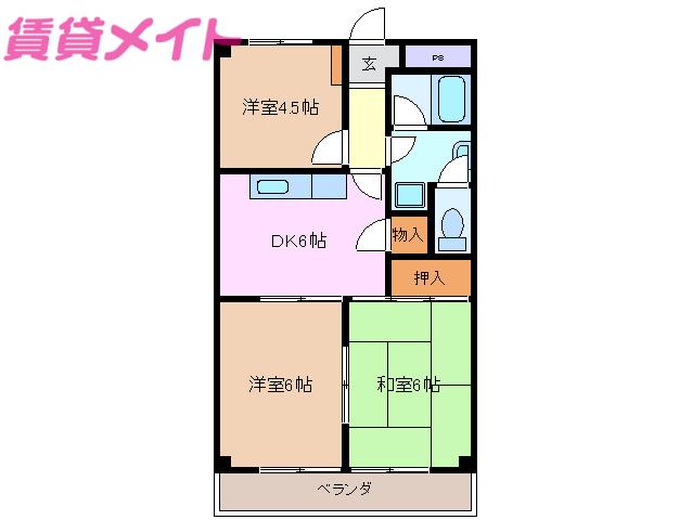 ルラージュ(3DK/4階)の間取り写真