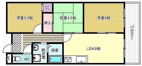 フローラルマンション(3LDK/2階)の間取り写真