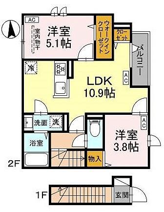 GRANADE大和町(2LDK/2階)の間取り写真