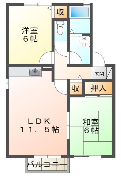 ビバーチェ須磨(2LDK/2階)の間取り写真