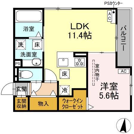 D-HILLS西浅田(1LDK/3階)の間取り写真