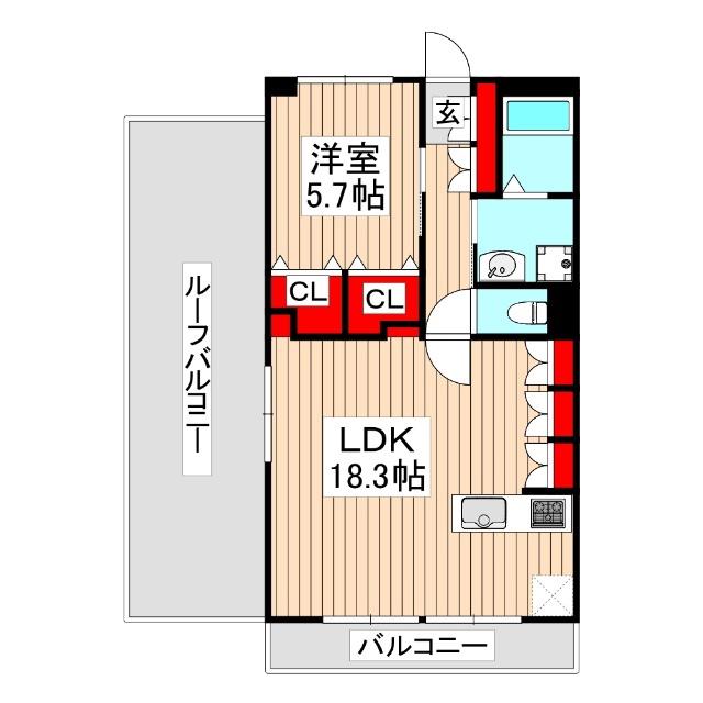 エクレール武蔵野ヒルズ(1LDK/6階)の間取り写真