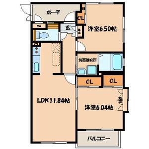 高峰ポロニア(2LDK/2階)の間取り写真