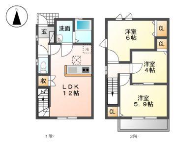 SIRIUS上坂(3LDK/1階)の間取り写真