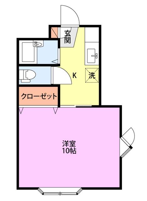 パステルハイツ(1K/2階)の間取り写真