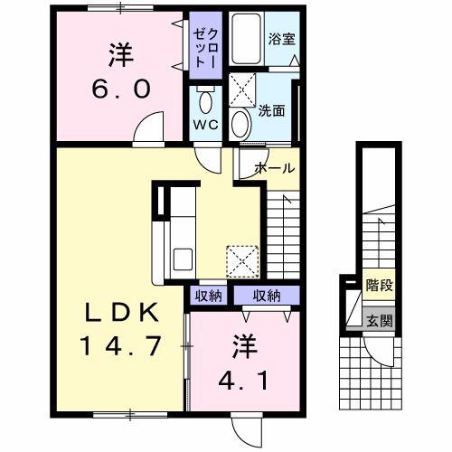 カサ・ミラ(2LDK/2階)の間取り写真
