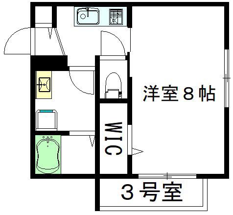 RAFFINE 1(1K/2階)の間取り写真