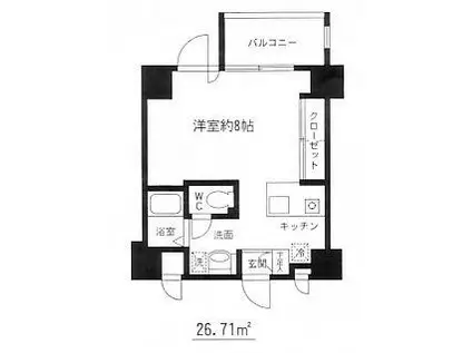 アールレジデンス(ワンルーム/8階)の間取り写真