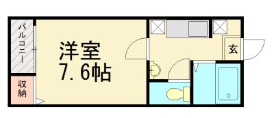 プランドール福工大前(1K/1階)の間取り写真