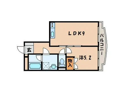 サンパティオ玉穂(1LDK/5階)の間取り写真