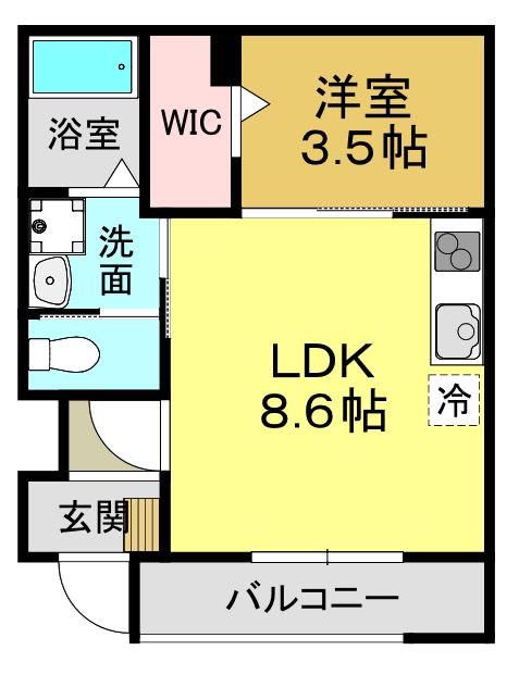 アイベーヌ(1LDK/1階)の間取り写真