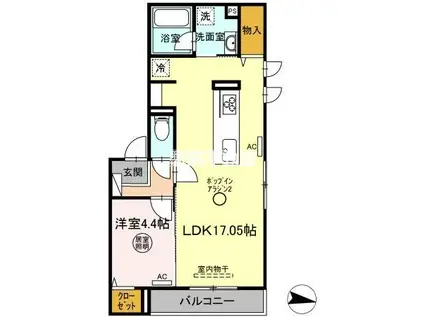 GRAZIO B棟(1LDK/2階)の間取り写真