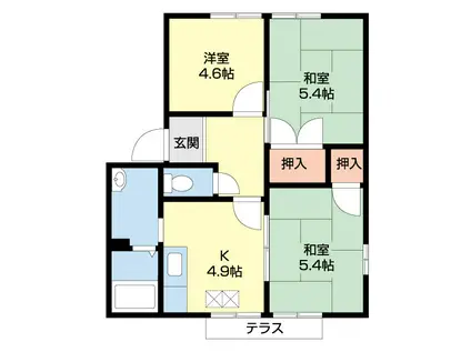 ディアス松島(3K/1階)の間取り写真