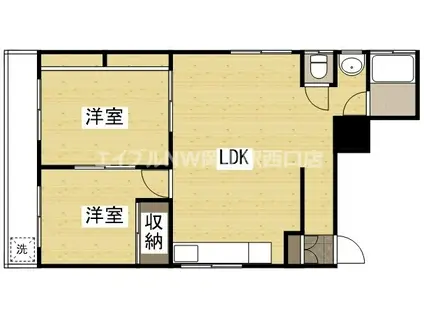 賀来ビル(2DK/3階)の間取り写真