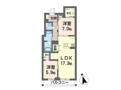 グランエスポア早稲田(2LDK/3階)の間取り写真