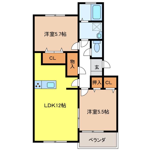 加藤ビルI(2LDK/4階)の間取り写真