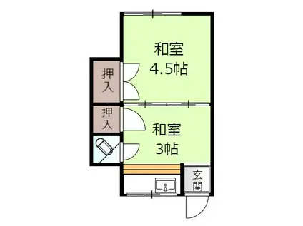 尾本荘(1K/2階)の間取り写真