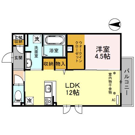 プランドール三池(1LDK/2階)の間取り写真