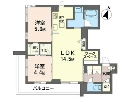 ラフェスタセンガワ(2LDK/1階)の間取り写真