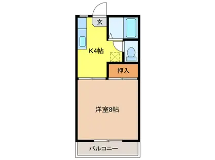 丸山ハイツA・B(1K/1階)の間取り写真