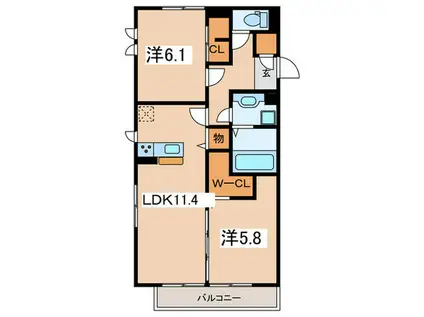 フェリナーレ(2LDK/3階)の間取り写真