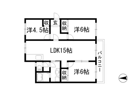 寺畑マンション(3LDK/1階)の間取り写真