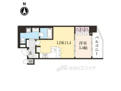 リーガル京都西陣Ⅱ(1LDK/3階)の間取り写真