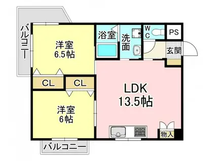 ロイヤルハイツ鷹ノ巣(2LDK/3階)の間取り写真