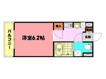 カーサ王塚台(ワンルーム/3階)の間取り写真