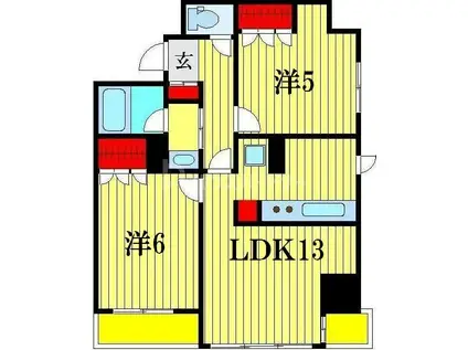 カーサマリアージュササキ(2LDK/2階)の間取り写真
