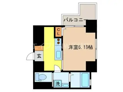 ウィング弐号舘(1K/3階)の間取り写真