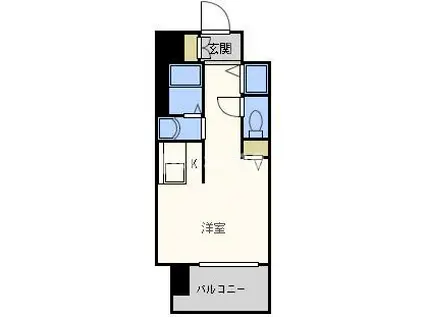 クレアート大阪トゥールビヨン(ワンルーム/7階)の間取り写真