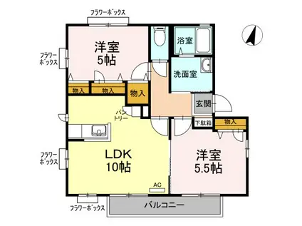 シャーメゾン池田 B(2LDK/2階)の間取り写真