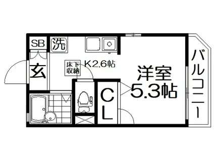 ボナール京阪(1K/1階)の間取り写真