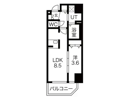 LALA PLACE難波ガルテン(1LDK/13階)の間取り写真