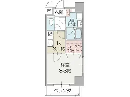 プライム三島プレイス(1K/8階)の間取り写真