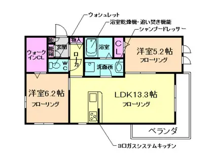 シャーメゾン ユーモリス(2LDK/1階)の間取り写真