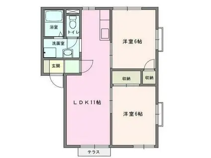 グランデールA棟(2LDK/1階)の間取り写真