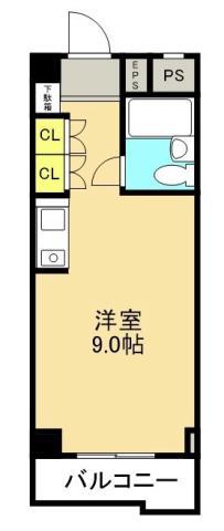 ベルフラワーハイツ伊勢原(ワンルーム/6階)の間取り写真