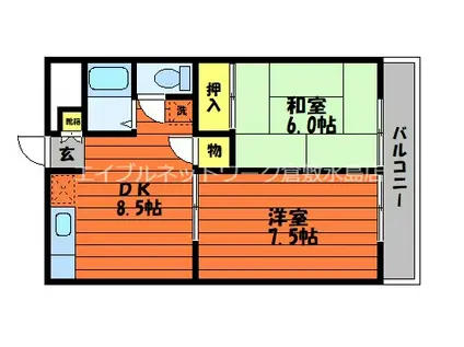 エトワール倉敷(2DK/2階)の間取り写真