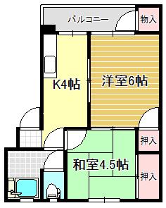 第二石森アパート(2K/1階)の間取り写真