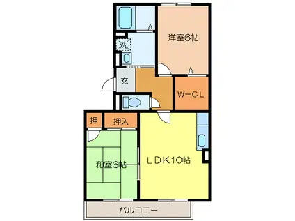 サンハイツツチタニ(2LDK/2階)の間取り写真