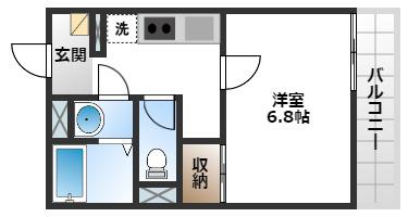 クレイノヴィラ曽根E(1K/2階)の間取り写真
