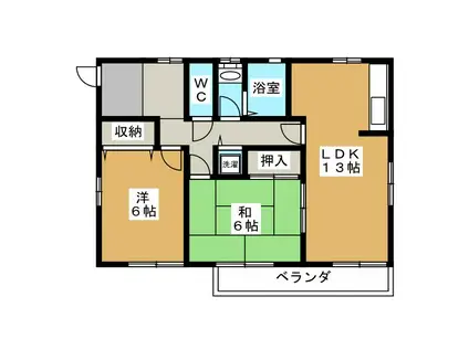 ツインズ富田(2LDK/2階)の間取り写真