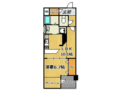 ココマリーニ(1LDK/4階)の間取り写真