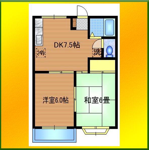 グランドールコートA(2DK/2階)の間取り写真