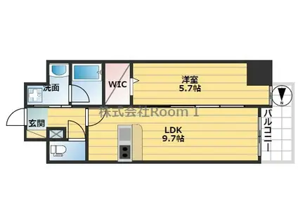 DOMIZIL FUKU ドミツィール福(1LDK/6階)の間取り写真