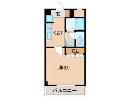 ポートM(1K/2階)の間取り写真