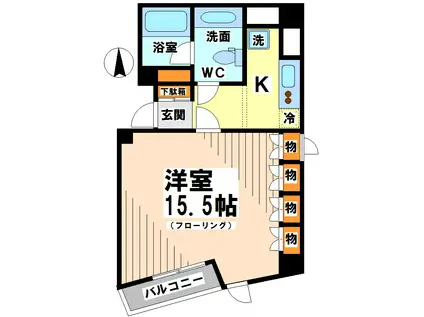 つつじヶ丘アーベント(1K/4階)の間取り写真